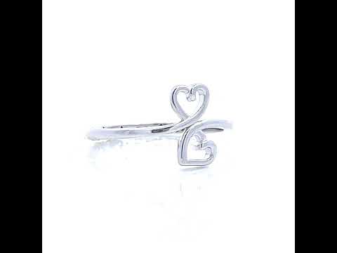 925 Sterling Silver Womens Enameled Two Hearts One Love Hearts Ring Size 6