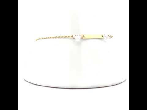 10K Yellow Gold Womens Heart Round Cubic-Zirconia Heart Bar Charms Chain Bracelet Size 7 + 1 Inches