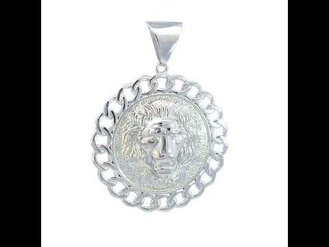 925 Sterling Silver Mens Leo/Lion Head Zodiac Sign/Wildlife Charm Pendant