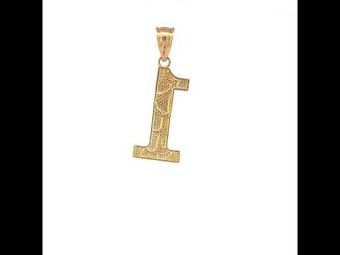 10K Yellow Gold Unisex Number 1 Nugget Charm Pendant