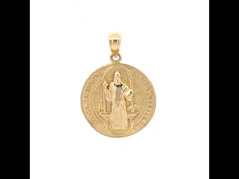 10K Yellow Gold Unisex Religious Saint Benedict Charm Pendant