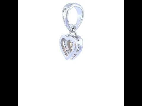 925 Sterling Silver Womens Cubic-Zirconia Heart Charm Pendant