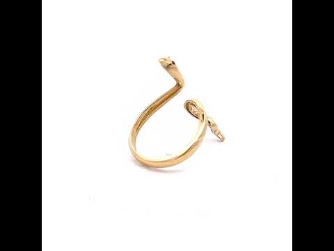 10K Yellow Gold Womens Purple Cubic-Zirconia Snake Reptiles Wildlife Ring