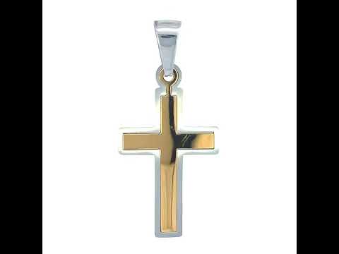 Stainless Steel Yellow-tone Mens Cross Religious Charm Pendant
