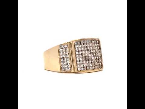 14K Two-tone Gold Mens Cubic Zirconia Cluster Square Head Ring