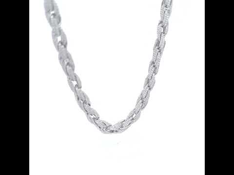 925 Sterling Silver Moissanite 6mm Twisted Rope Chain Necklace