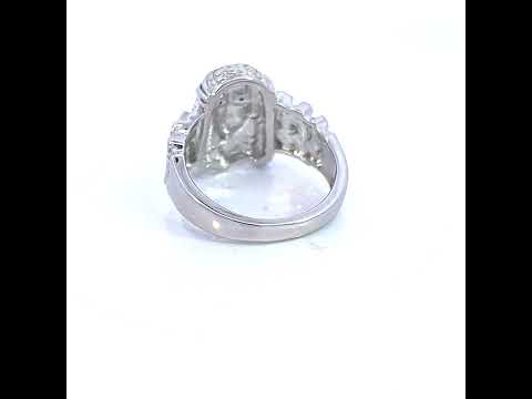 925 Sterling Silver Mens Cubic-Zirconia Nugget Jesus Religious Ring