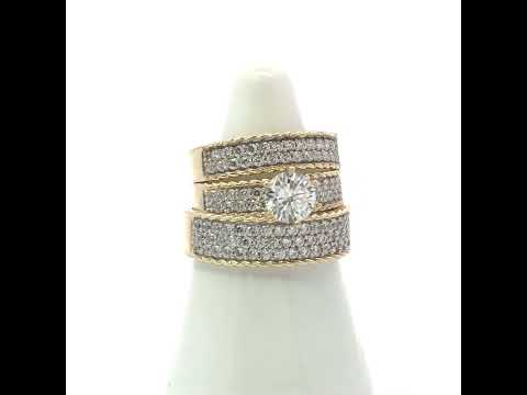 10K Two-tone Gold Cubic-Zirconia His & Hers Trio Ring Set