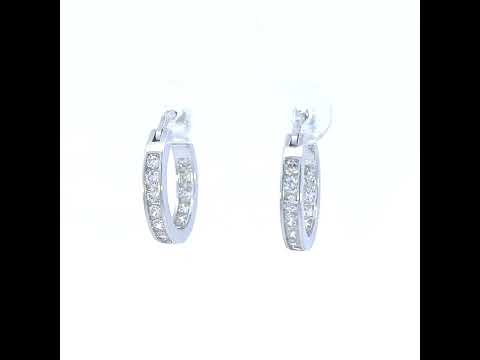 925 Sterling Silver Womens Cubic-Zirconia Inside-Out 3mm-16 Hoop Earrings