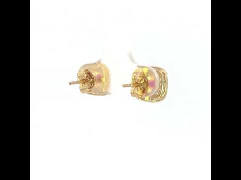 10K Yellow Gold Womens Red White Cubic-Zirconia Square Fashion Stud Earrings