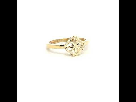 10K Two-Tone Gold Womens Clover Good Luck Ring