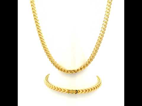 925 Silver Hollow Franco Chain Yellow 3.5mm-26