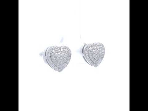 925 Sterling Silver Women Cubic-Zirconia 10mm Heart Stud Earrings