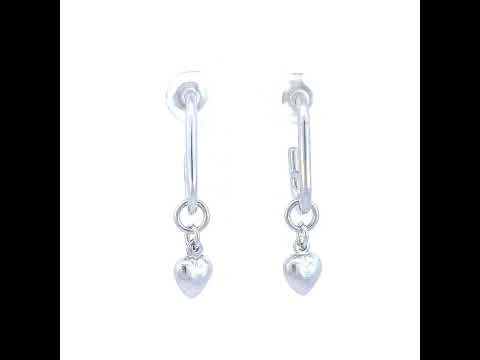 925 Sterling Silver Womens Heart Danglers Earrings