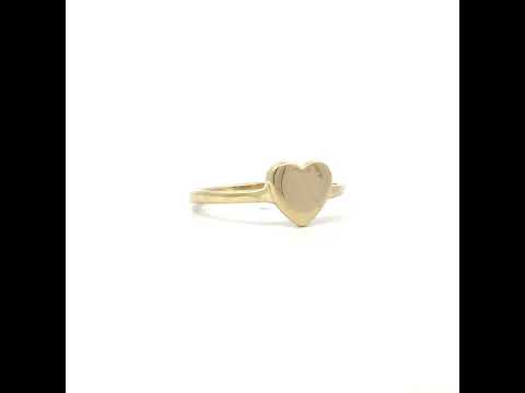 10K Yellow Gold Womens Heart Initial Alphabet X Ring