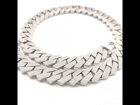 925 Sterling Silver Cubic-Zirconia Cuban Chain Necklace 18mm