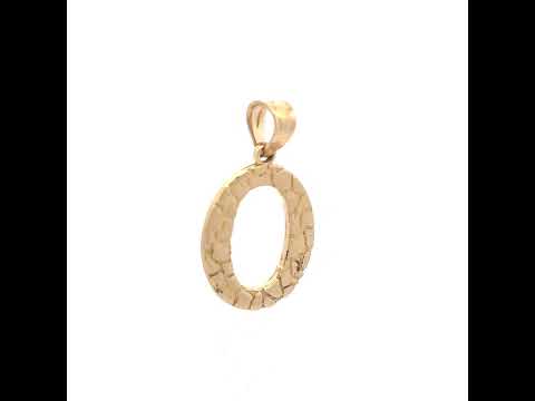 10K Yellow Gold Unisex Nugget Initial O Charm Pendant