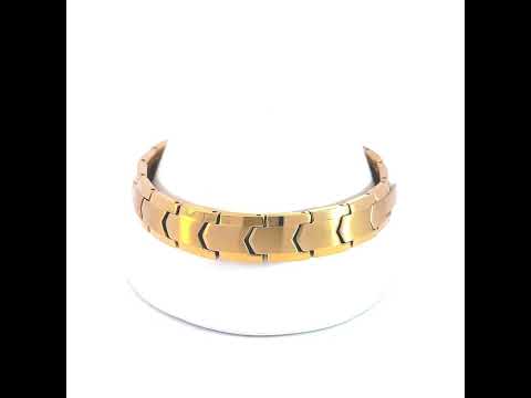 Stainless Steel Yellow-tone Mens Fashion Bracelet Size 8 Inches