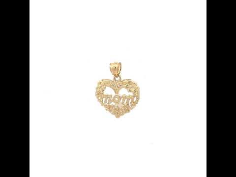 10K Gold Two-Tone Womens Mom Heart Charm Pendant