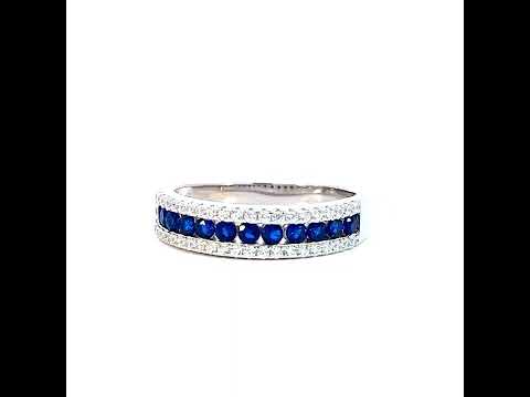 925 Sterling Silver Womens Blue White Cubic-Zirconia Fashion Ring Size 9