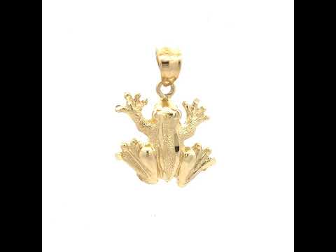 10K Yellow Gold Womens Simple Frog Animal Charm Pendant