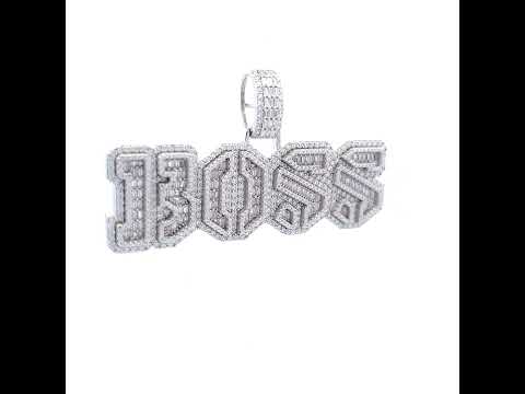 925 Sterling Silver Mens 4.62ct Round 3.52ct Baguette Moissanite BOSS Fashion Pendant