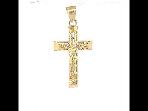 10K Two-Tone Gold Mens Crucifix Religious Charm Pendant