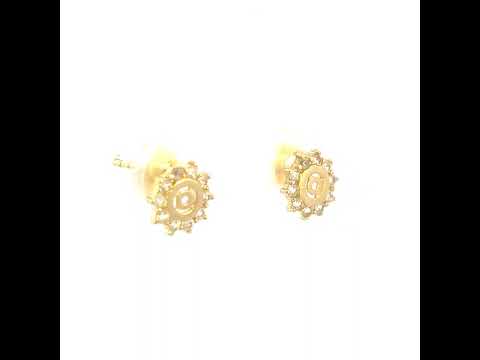 10K Yellow Gold Womens Cubic-Zirconia Flower Fashion Stud Earrings