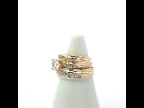 10K Two-tone Gold His & Hers Cubic-Zirconia Trio Ring Set