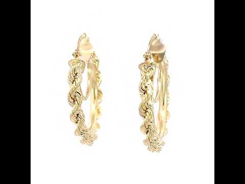 10K Yellow Gold Womens Fancy Twisted Rope Hoop Earrings 3mm-25