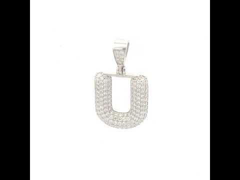 925 Sterling Silver 0.93ct Moissanite Initial Alphabet U Charm Pendant