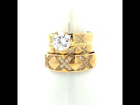 14K Gold Cubic Zirconia Trio Ring