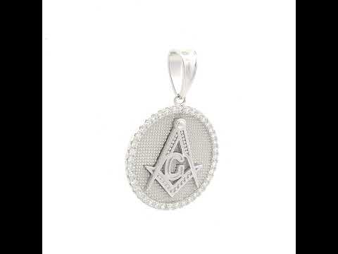 925 Sterling Silver Mens 1.0ct Moissanite Masonic Symbol Charm Pendant