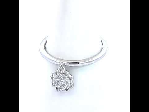 925 Sterling Silver Womens Cubic-Zirconia Flower Dangle Fashion Ring Size 5