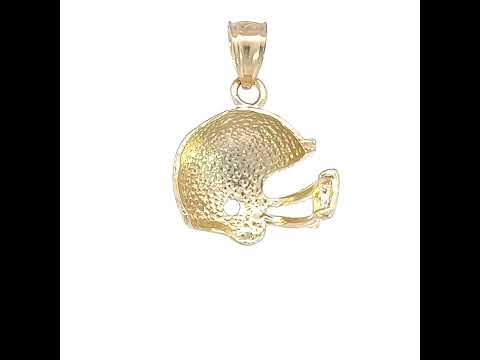 10K Yellow Gold Mens Nugget Football Helmet Sports Charm Pendant
