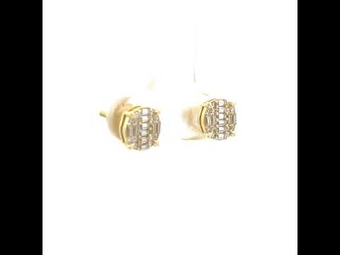 925 Sterling Silver Yellow-Tone Womens Round Baguette 0.12ct, 0.61ct Moissanite Round Fashion Stud Earrings