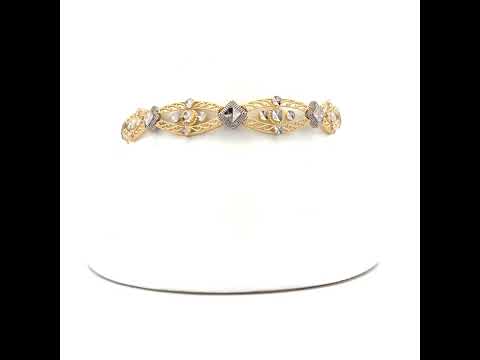 10K Two-Tone Gold Womens Link Bracelet Size 7 Inches