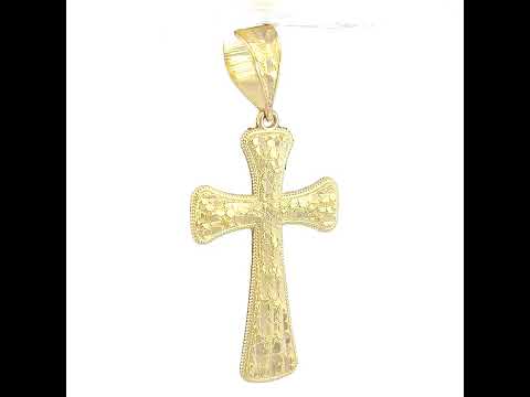 10K Yellow Gold Unisex Cubic-Zirconia Cross Religious Charm Pendant