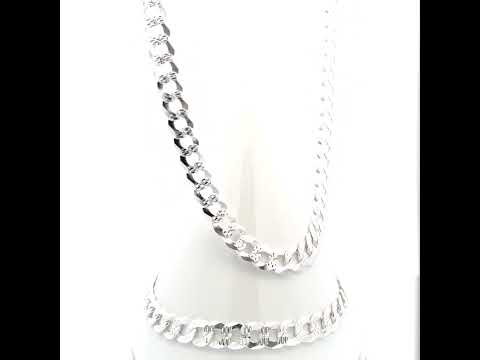925 Silver Solid Pave Super Flat Cuban Chain Silver 7.2mm-7