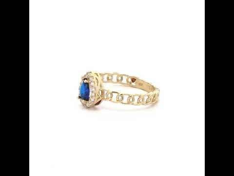 10K Yellow Gold Womens Round Pear White Blue Cubic-Zirconia Fashion Ring