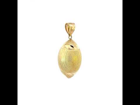 10K Yellow Gold Mens Football/Rugby Sports Charm Pendant