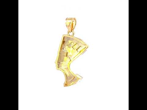 10K Two-tone Gold Mens Nefertiti Egyptian Charm Pendant