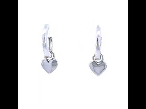 925 Sterling Silver Womens Heart Dangle Hoop Earrings