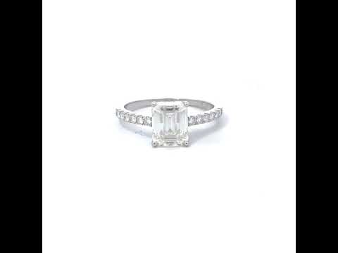 925 Sterling Silver Womens Emerald Round Moissanite Engagement Ring Size 11