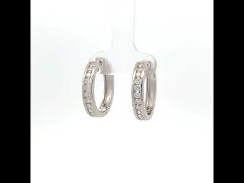 925 Sterling Silver Womens Moissanite Single Row Fashion Hoop Earrings