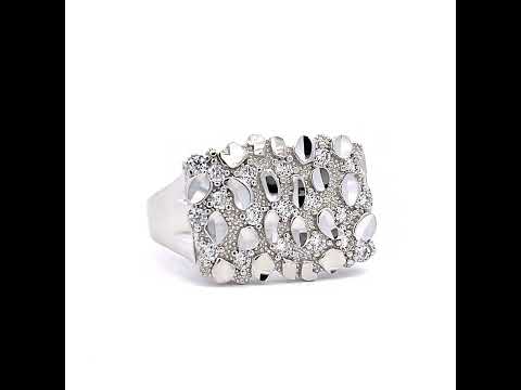 925 Sterling Silver Mens Cubic-Zirconia Nugget Fashion Ring