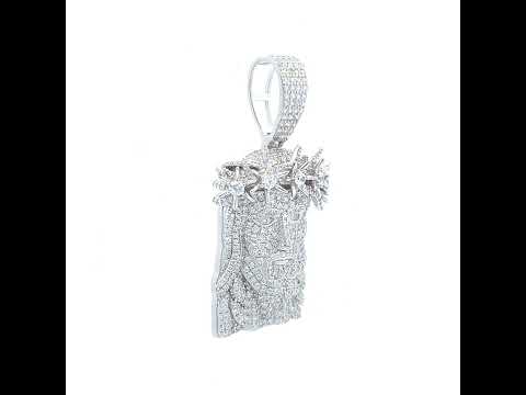 925 Sterling Silver Mens Cubic-Zirconia Jesus Religious Charm Pendant