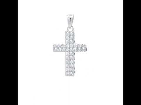 925 Sterling Silver Unisex Cubic-Zirconia Cross Religious Charm Pendant