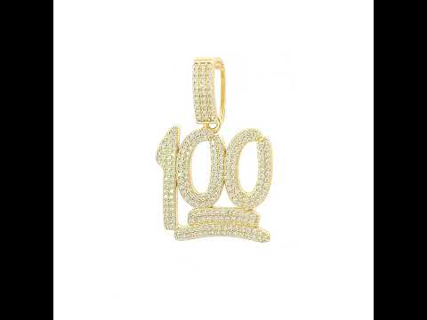 925 Sterling Silver Yellow-tone Mens 0.94ct Moissanite Score 100 Fashion Charm Pendant