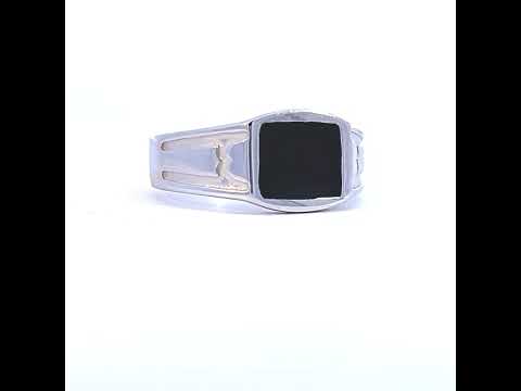 925 Sterling Silver Mens Black Enameled Square Head Fashion Ring Size 10